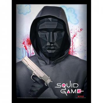 30 cm Squid Game Mask Portrait – Blue/Black Frame
