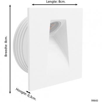 EGLO MECINOS LED Wandeinbauleuchte, 2W, Warmweiß, Stahl