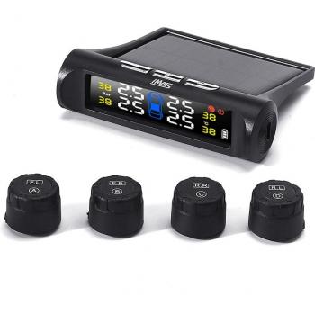 Moniteur de Pression des Pneus 5V Solaire TPMS avec 4 Capteurs Externes pour Voiture et Camion