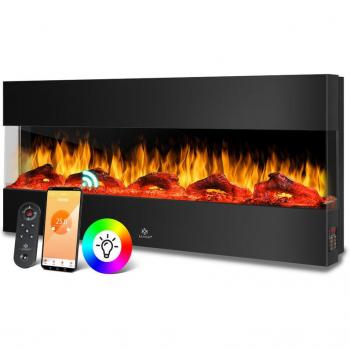 KESSER Wandkamin 3D‑Energie – 900 W bis 1800 W, LED-Flammen, Heizung & App