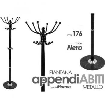 Supporto appendiabiti nero 176 cm, metallo e piantana marmorea