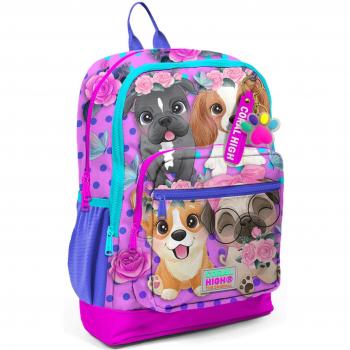 Coral High Rucksack für Kinder mit Hundemuster in Rosa 23750