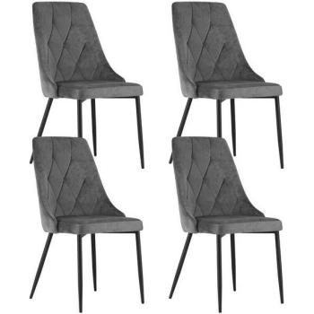 Assises en Tissu Velours Gris Foncé – Chaise de Bureau (4)