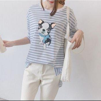 Ropa de Maternidad Manga Larga Estampado a Rayas Verano-Invierno