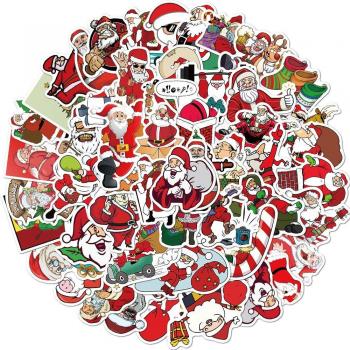 Colección de 50 Pegatinas Navideñas: Santa Doodle, Decoración Portátil, Coche e Impermeable
