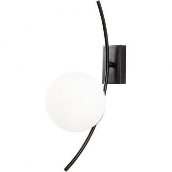 Wandleuchte Nova 3821, schwarz, Opalglas, Höhe 44 cm