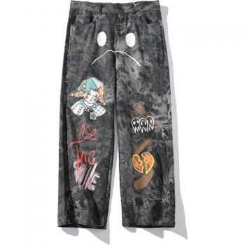Pantalon Noir Streetwear Vintage Harajuku
