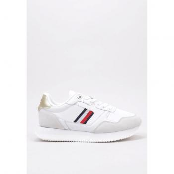Tommy Hilfiger Global Stripes Lifestyle Runner Trainers, White, UK 6