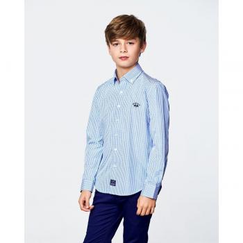 Spagnolo popelín niño camisa cuello botón cuadros