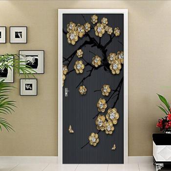 Diamond-Studded Floral Wall Stickers