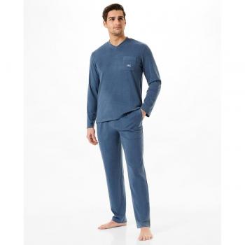 Lohe pijama liso para hombre cuello pico