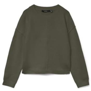 Girocollo Maglione Maniche Lunghe Verde Scuro