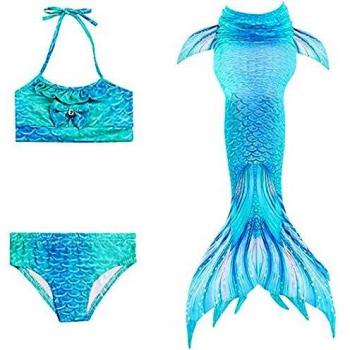 Hejin Mädchen-Schwimmanzug „Meerjungfrau“ – 3‑teiliges Kostüm