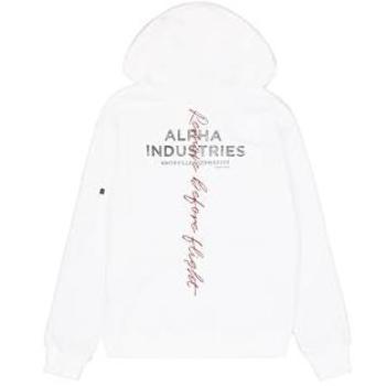 Kapuzensweatshirt Alpha Industries – Signatur‑Backprint (3XL, weiß)