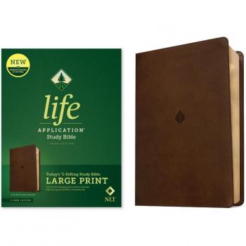 NLT Life Application Study Bible Third Edition Large Print (Leatherlike Rustic Brown Leaf Red Letter)