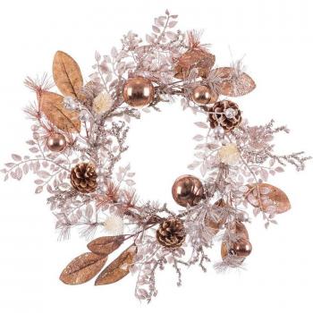 Advent Wreath: Copper & Rattan, 45 cm, Plastic Pineapples