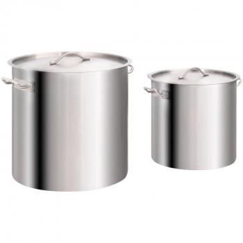 Set di Pentole per Cucina 2 pz 98/50 L in Acciaio Inossidabile