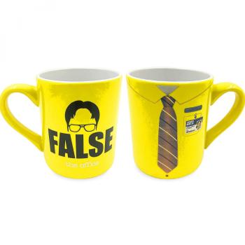 Taza de porcelana amarilla con motivo de La oficina