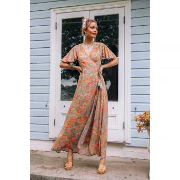 Short Sleeve Floral Bohemian Dress