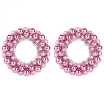 Couronnes de Noël Glamour 2 Pcs Rose 33 x 33 x 7 Cm