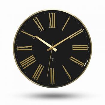 Horloge Murale FISHTEC Radiopilotée Chiffres Romains Silencieuse Verre Bombé Cadre Aluminium Doré Ø 30.5 cm