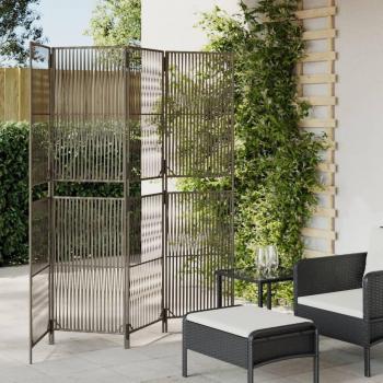 4-Panel Room Divider in Grey Poly Rattan, from Vidaxl