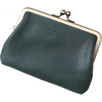 Nafka Mostro Thin-Clasp Green Leather Women’s Fold‑Back Wallet – Genuine Japanese Craftsmanship