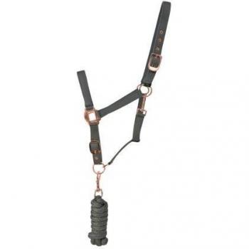 Hy Premium Rose Gold Headcollar and Lead Rope