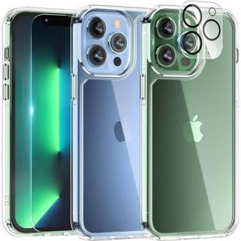 Coque Silicone Transparente avec Verre Trempé et Protection Caméra pour iPhone 13 Pro Max