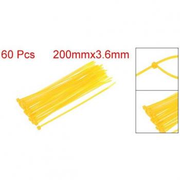 Uxcell 60pcs Yellow Self-Locking Tie Wraps 200mm x 3mm