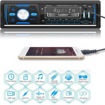 Bluetooth Autoradio 1DIN MP3 Lecteur FM AM DAB