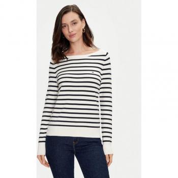 Tommy Hilfiger CO JERSEY STITCH BOAT-NK SWEATER – Ivory Petal/Desert Sky Stp, Logo-Flagge am Ärmel