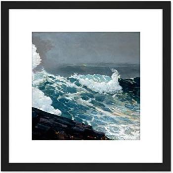 Winslow Homer Northeaster Seascape 8x8 Square Framed Wall Decor – Oceanic Palette