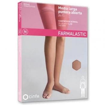 Farmalastic Bas Long Compression Orteil Ouvert Noir – Taille Large