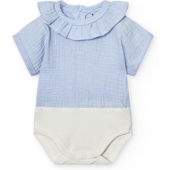 Bodys de bebé de algodón con cuello volante y manga corta