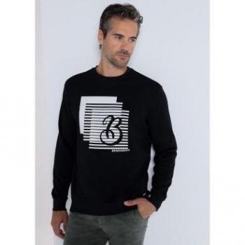 Bendorff Manga Larga Hombre: Sudadera Gráfica de Cuello Caja