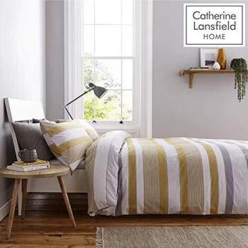 EasyCare Striped Duvet Set, Single Size, Ochre – Newquay Collection
