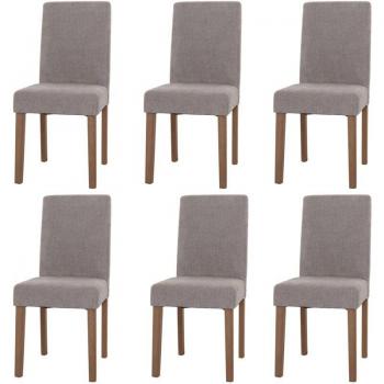 Ensemble de chaises Littau, 6 chaises de salle à manger, tissu chenille, pieds en bois