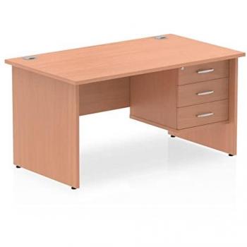 Impulse Bench 1400 X 800mm Straight Office Desk Beech Top Panel End Leg Workstation