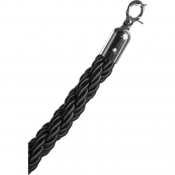 Cordon d’accueil Vesara + Mousqueton VEGA argenté – 153 × 3,2 cm, Noir – Lot de 2