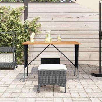 Mesa Patio de Madera Ratán Negro 105x75x72