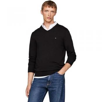 Tommy Hilfiger V‑Ausschnitt Strickpullover Black – 3XL