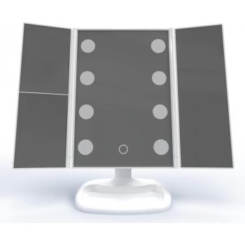 Miroir de maquillage triplement pliable