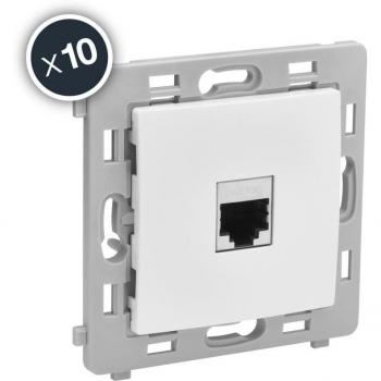 Prise Réseautique RJ45 Catégorie 6 FTP Boîte Blanche x 10 Caly DEBFLEX