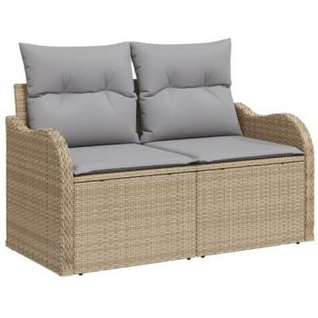 VidaXL Outdoor Loungesofa “Beige Rattan” – 2‑Sitzer, Kissenbezug beige, poly‑rattan