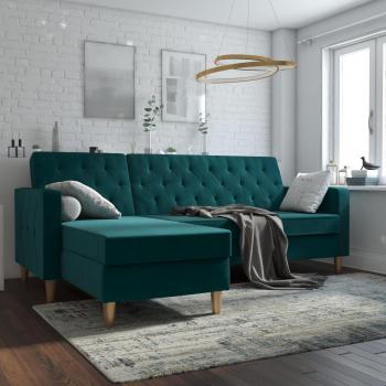 Emerald Green Velvet Reclining Sofa Bed