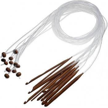 Bamboo Tunisian Carpet Hook Kit – Transparent 6‑Size Set