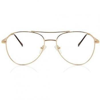 Lunettes masculines monture cerclée dorée, protection contre la lumière bleue