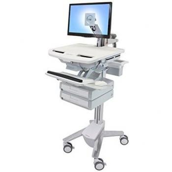 SV43-1220-0 StyleView 43” LCD Arm Cart, Dual Drawer Unit – White