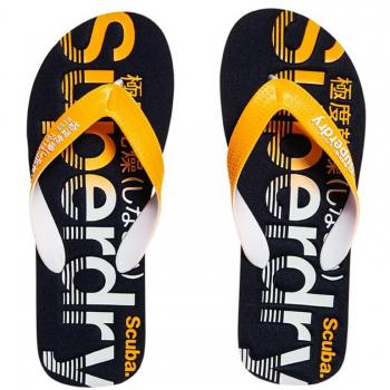 Superdry Herren Scuba Faded Flip Flop Zehentrenner, Black/Cobalt Euz, 42/43 EU